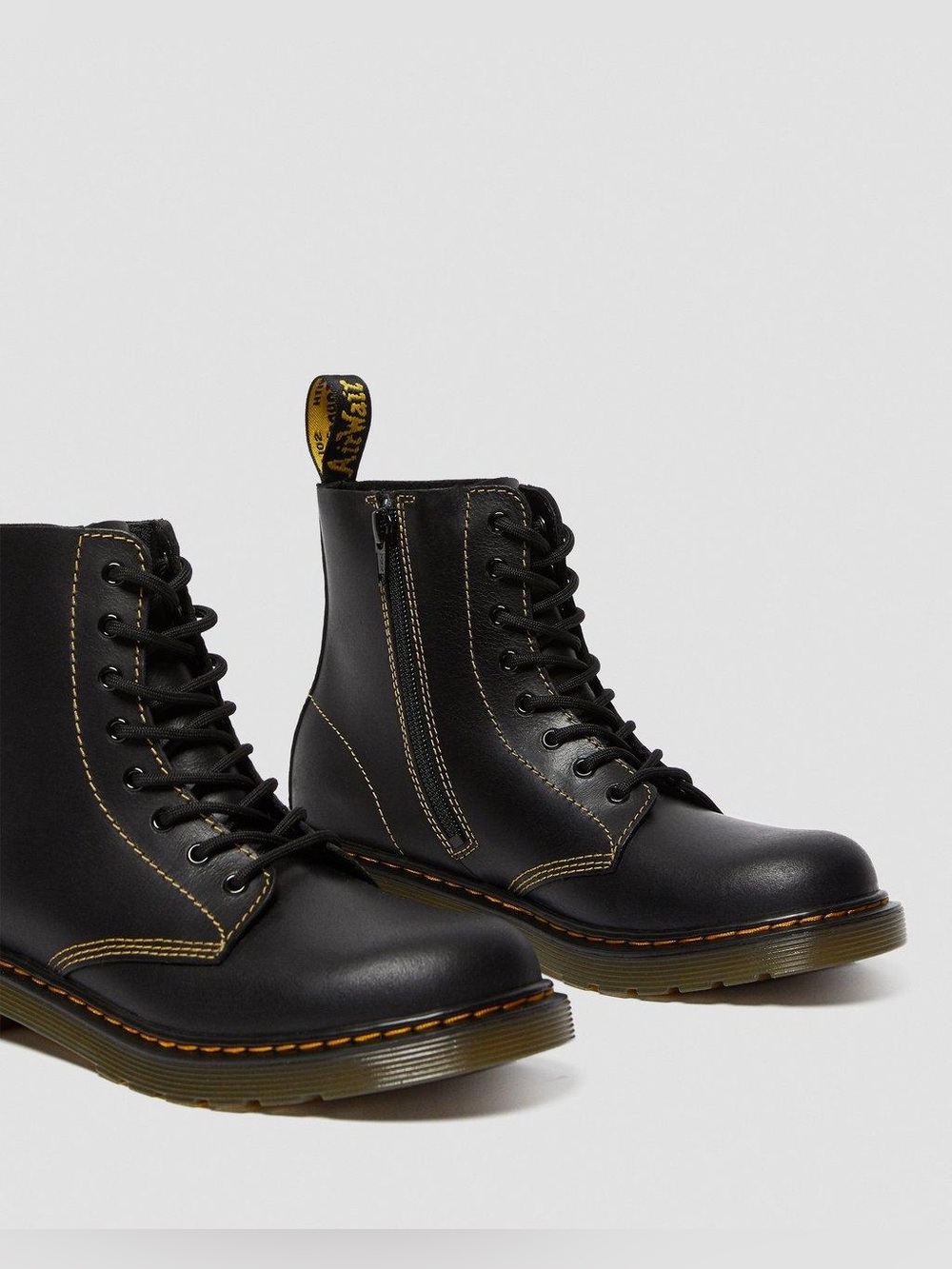 Dr. Martens Black 1460 Pascal Y Leather Side Zipper Combat Boots US 7 Grunge